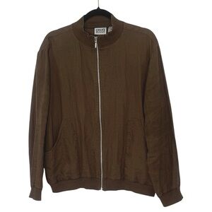 Chico's Brown linen Bomber Jacket 3